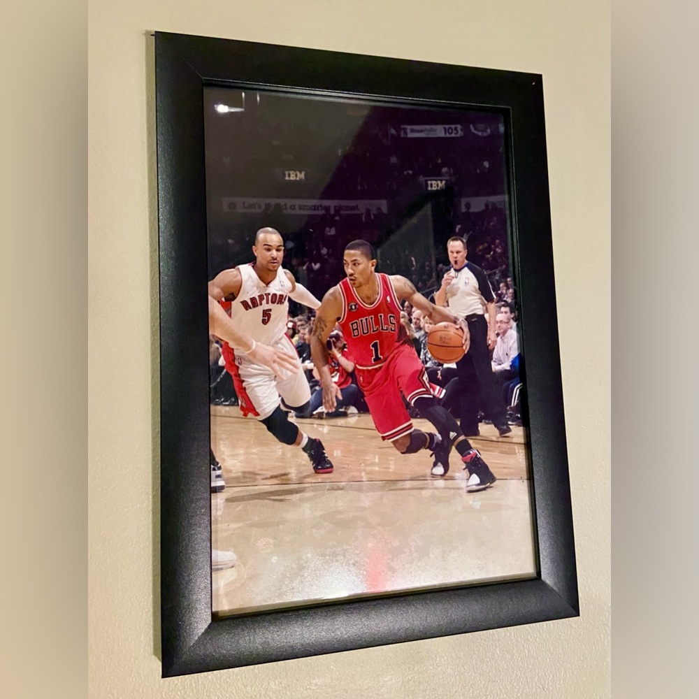 Framed Derrick Rose Chicago Bulls Basketball Print 8”x11”